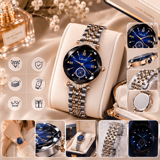 Crystal Blue Dial Luxury Watch