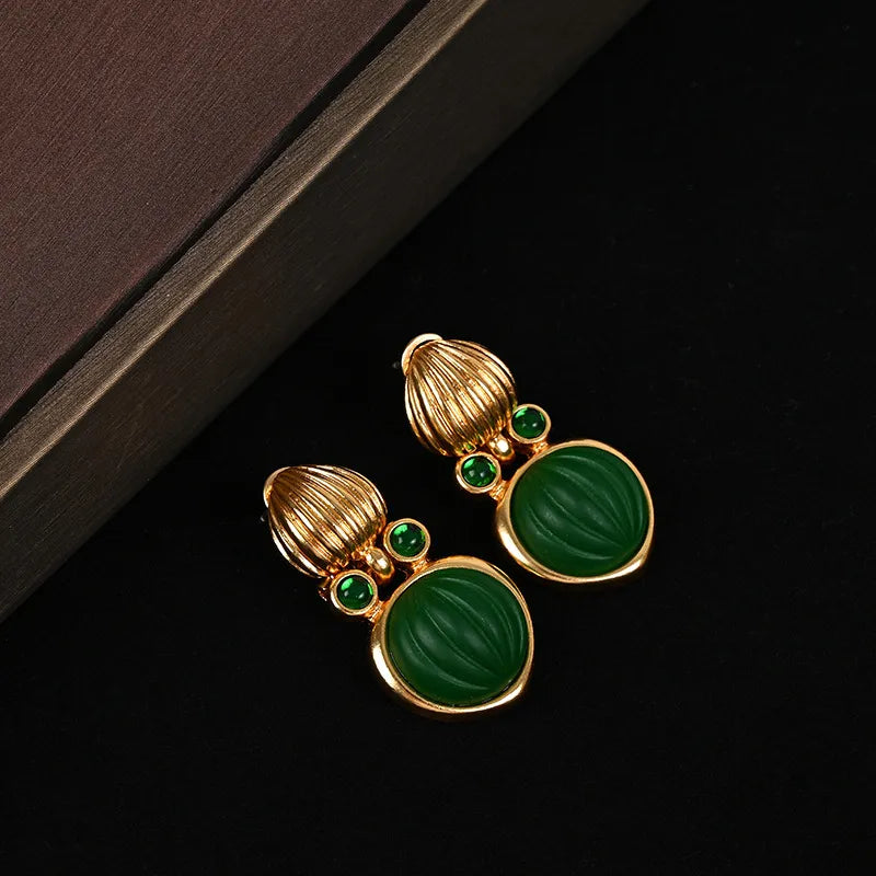 Lavish Green Stone Earrings