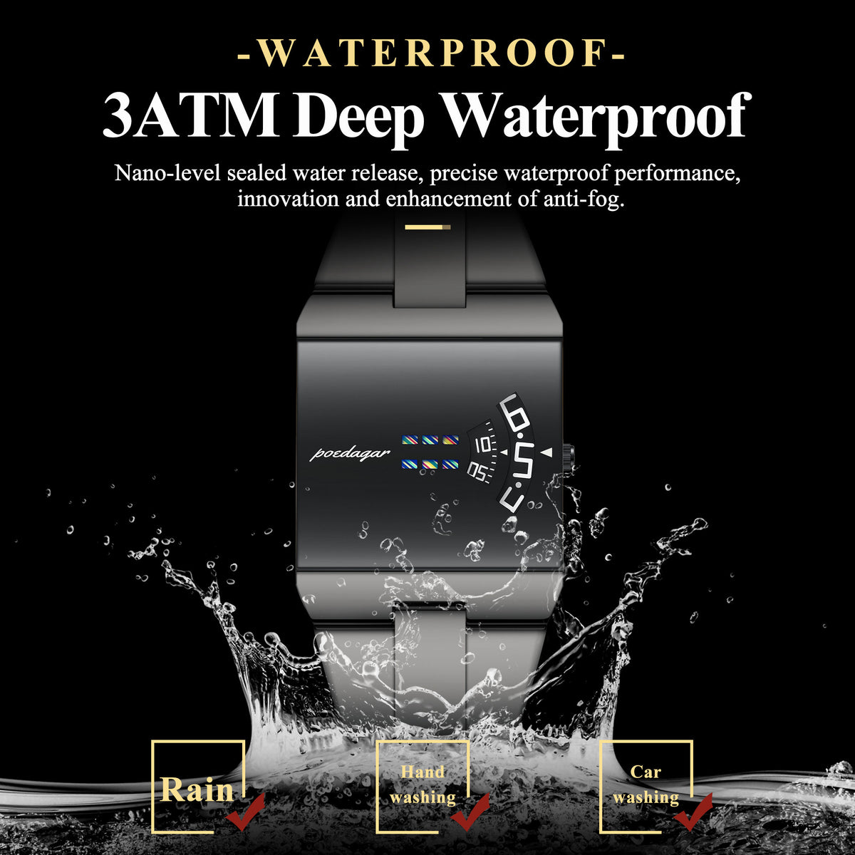 Sleek Black Luxury Digital Watch