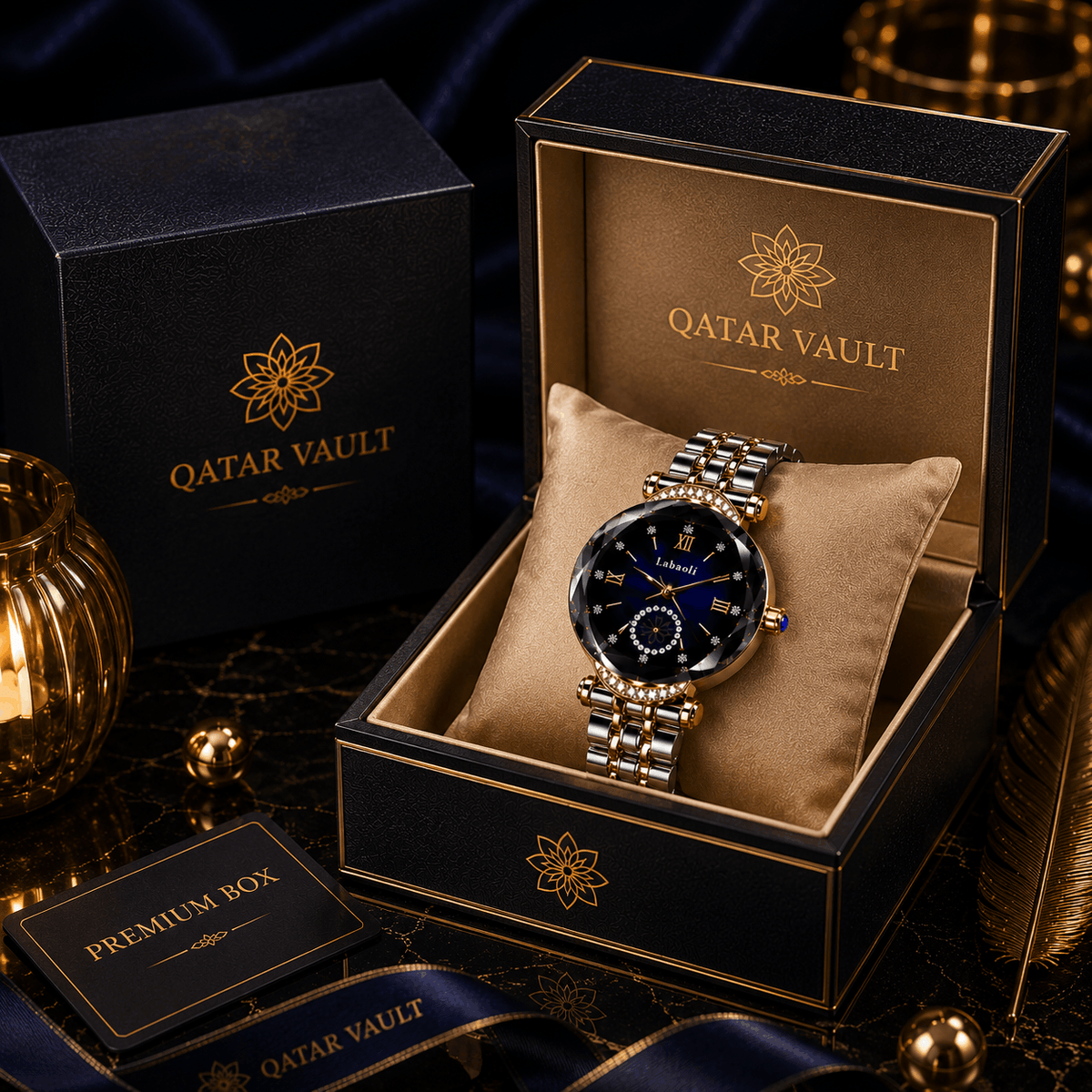 Crystal Blue Dial Luxury Watch
