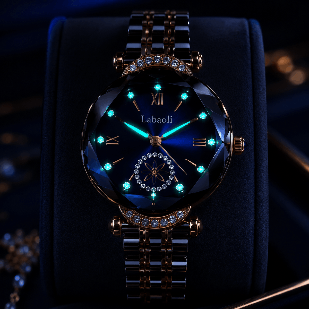 Crystal Blue Dial Luxury Watch