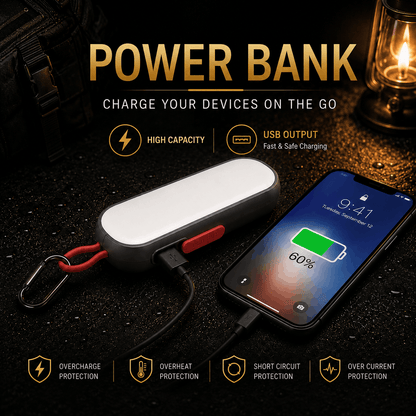 Portable LED Light with Power Bank